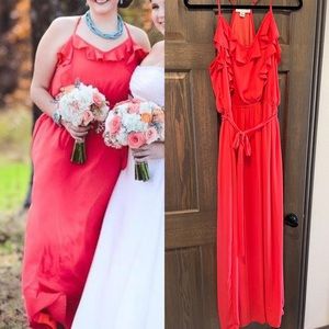 1X 🖤 FOREVER 21 CORAL RUFFLE MAXI DRESS